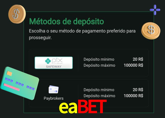 O cassino eabet oferece uma grande variedade de métodos de pagamento